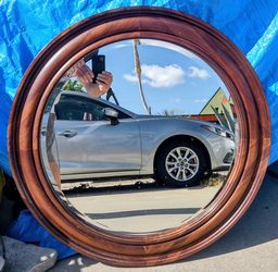 Beautiful Solid Walnut Hard Wood Framed 32" Round Mirror