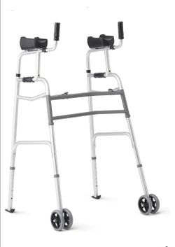 4033: Medline Upright Walker with 5” Dual Wheels, Forearm Walker with Armrests, Height Adjustable, 300lb Weight Capacity, Height Adjustable 46-53", 31