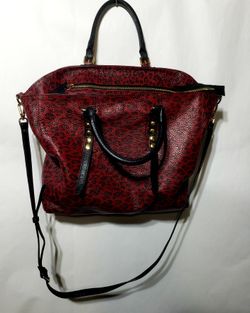 Di Lorenzo Red Leopard Leather Hand/ Shoulder bag Adjustable strap