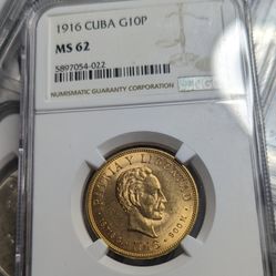 10 Pesos 1916 MS62 Cuba