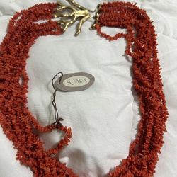 SOARA Coral And Sterling Silver Multi Layers, Necklace