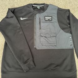 Nike FC Sweatshirt XL Pullover Black Football Zip Front Logo Pockets