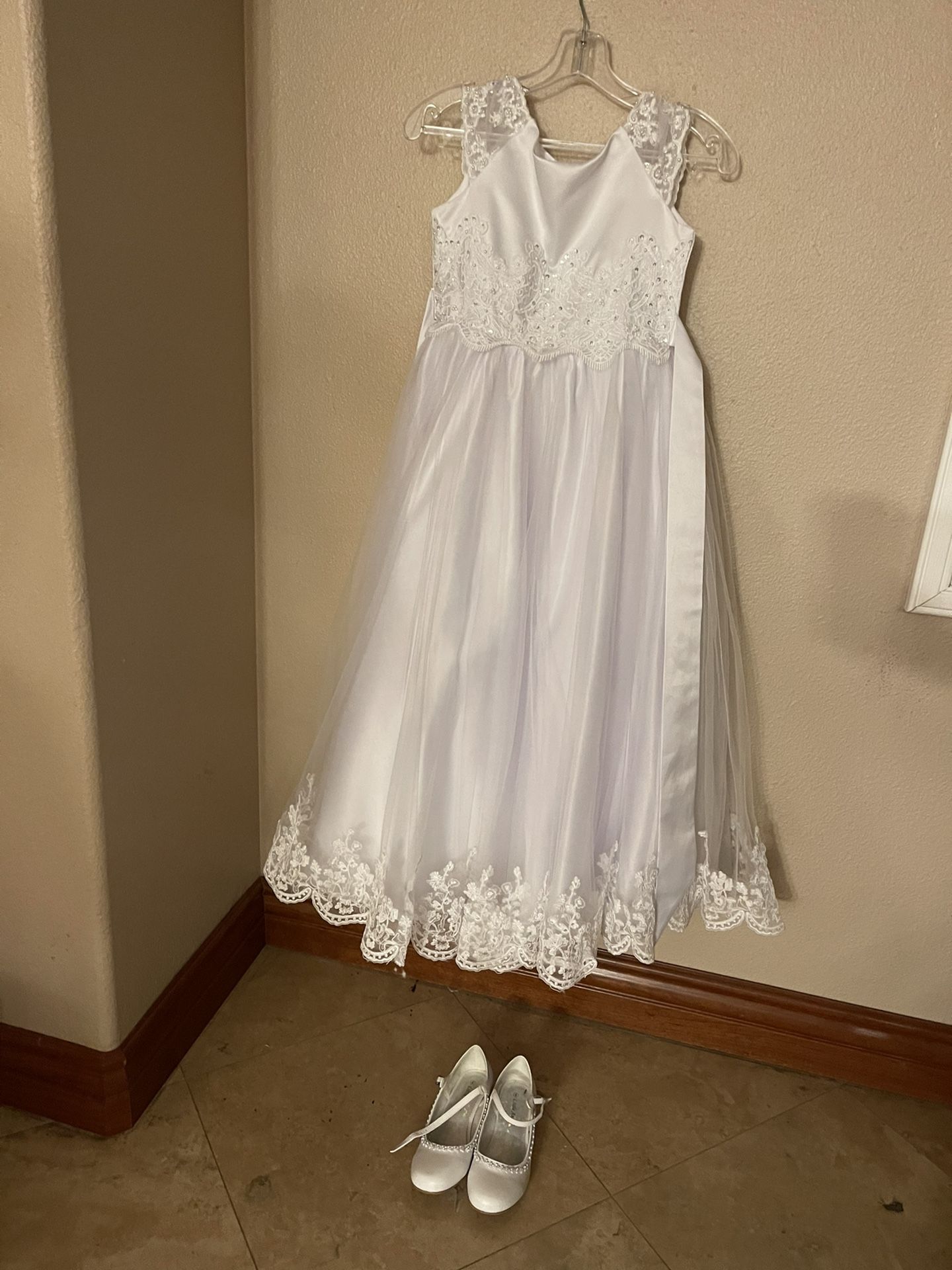 First Communion Dress, Vail, And shoes