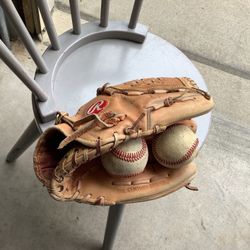 RAWLINGS C100-1 Century Series Fastback Baseball Tanned Glove Basket Web RHT 12" correctly broken in.  Either use for baseball or softball with 3 base