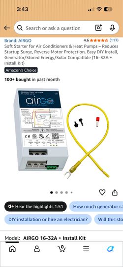 AIRGO A/C Soft Starter (16-32A + Install Kit) – Run AC on Generator