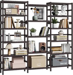 (White) Triple Wide 6-Tier Bookshelf and Bookcase