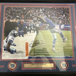 Odell Beckham Jr Signed And Autographed 16x20 Framed Famous Catch With Authenticity 