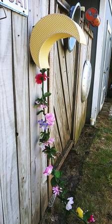 Yellow Gingham Half Moon Light with Flower Cord 