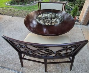 54" Round Table with Benches Glsss Middle Cindy Crawford Series 
Benches