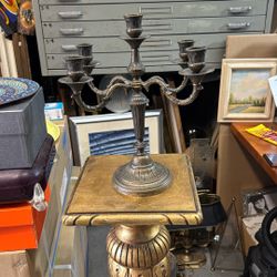 Antique Bronze Pipe Light Candelabra