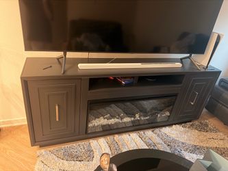 TV console with fireplace
