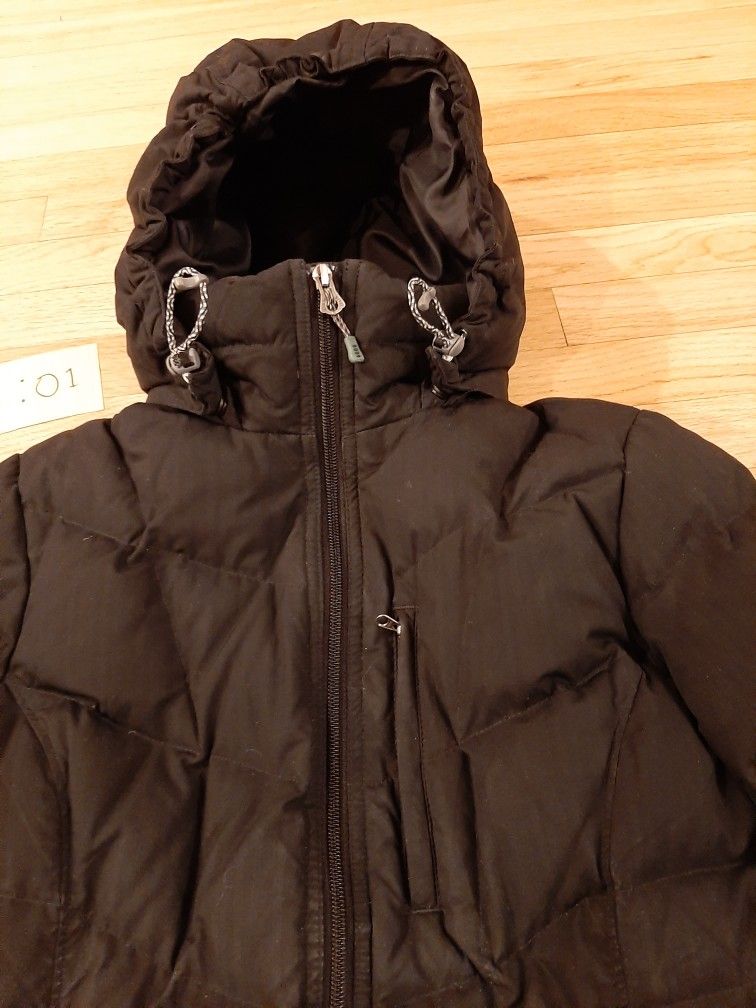 Lands End Black Full Length Trench Coat Puffer Jacket Sz S / T