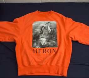 Heron Preston orange crewneck, size Medium. Worn but still in good condition. No major stains or damage. Authentic.. Charlotte local meetup or can shi