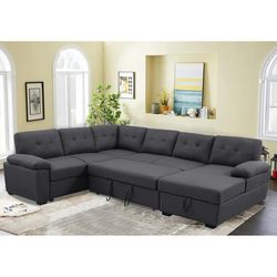 L Sectional Couch Sofa Pull Out Bed And Storage New 