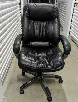 Executive Ergonomic Black Leather Adjustable Swivel Office Chair with Padded Arms