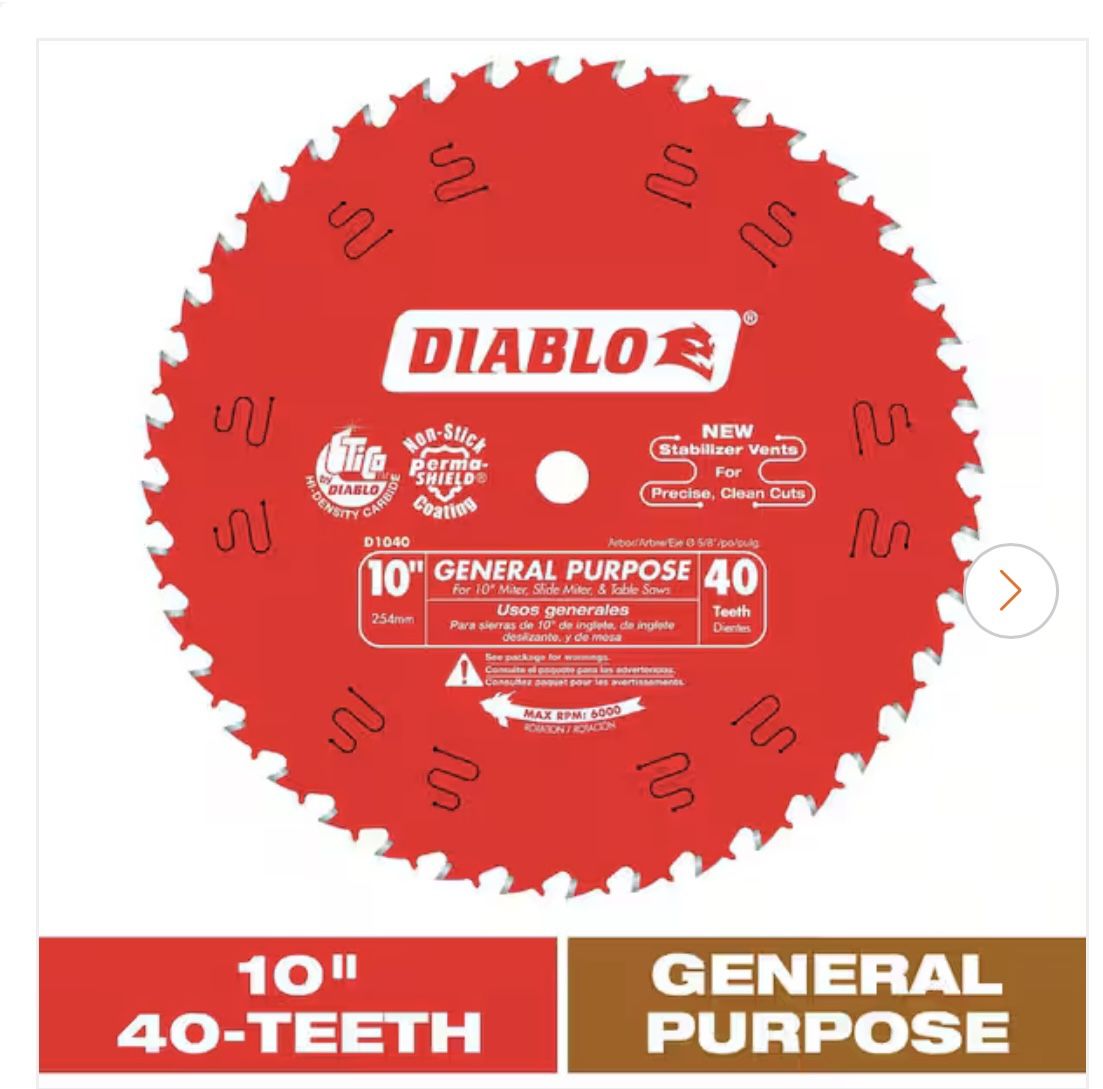 Diablo 10in. x 40-Tooth General Purpose Saw Blade for Wood