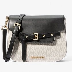 NEW MICHAEL KORS EMILIA SMALL LOGO CROSSBODY BAG IVORY/ BLACK, NEW WITH TAGS, WILL COME IN GIFT BAG!