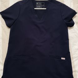 Women Small Navy Figs Casma Three Pocket Scrub Top