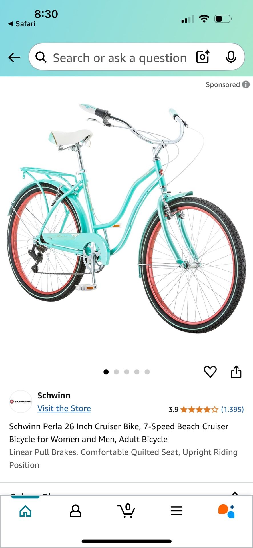 Schwinn Perla 26 Inch Cruiser Bike, 7-Speed Beach Cruiser