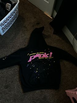 Sp5der Pink! Black Graphic Hoodie