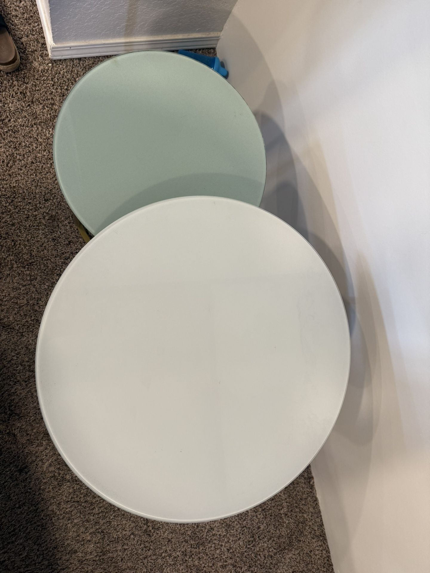 Gold Nesting Coffee Tables With White Glass 