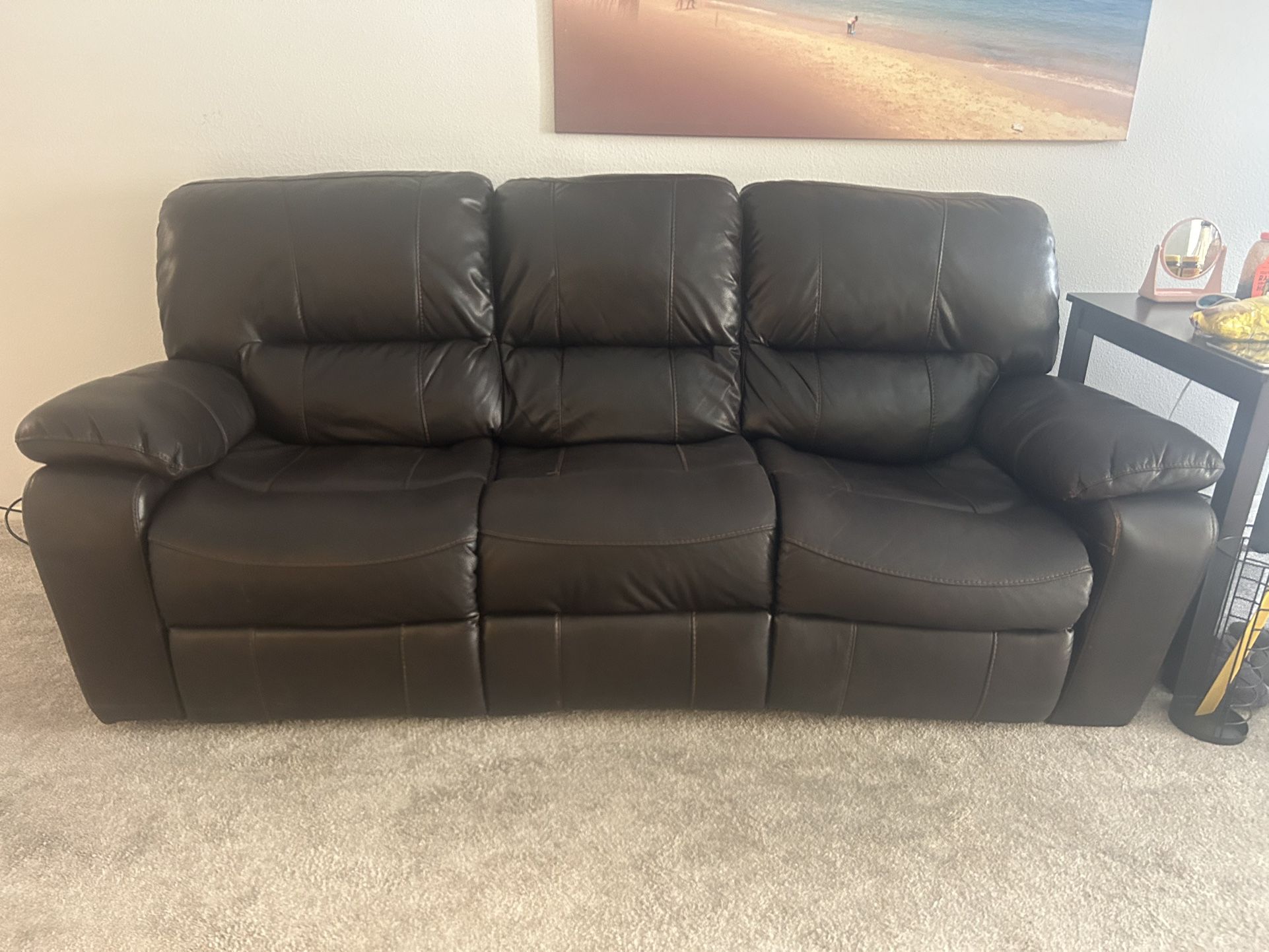 Faux Leather Couch Recliner $25