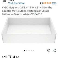 VIGO Magnolia Matte Stone Vessel Bathroom Sink 