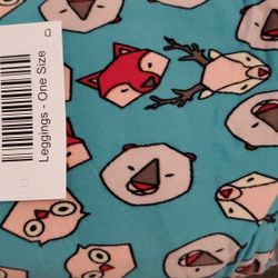 LuLaRoe OS turquoise woodland animals leggings bnwt