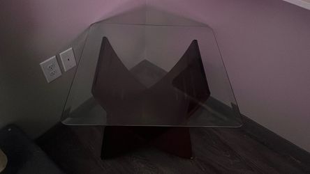 Glass Top Table with Sculptural Base