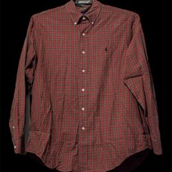 Ralph Lauren (IC) Mens Plaid Button Down Shirt Sz XL Red Green Pony Prep EUC