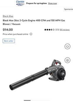 Black Max 26cc 2-Cycle Engine 400 CFM and 150 MPH Gas Blower / Vacuum
