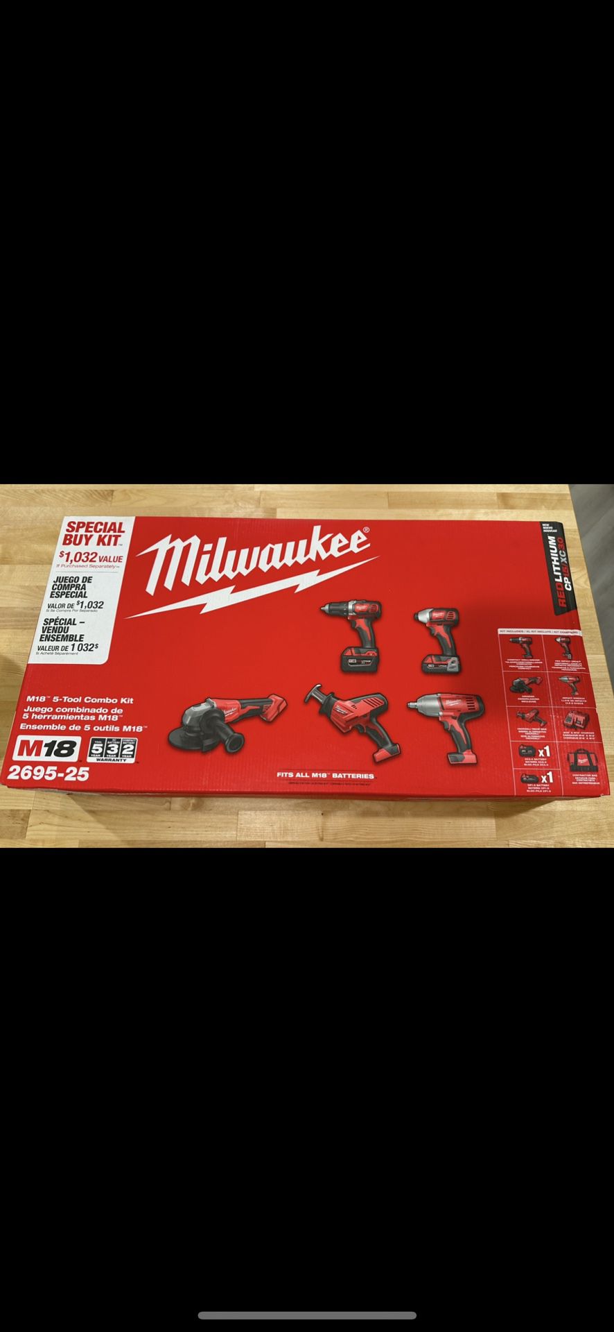 Milwaukee M18 Combo Kit (5-Tool) with 2-Batteries, Charger & Tool Bag