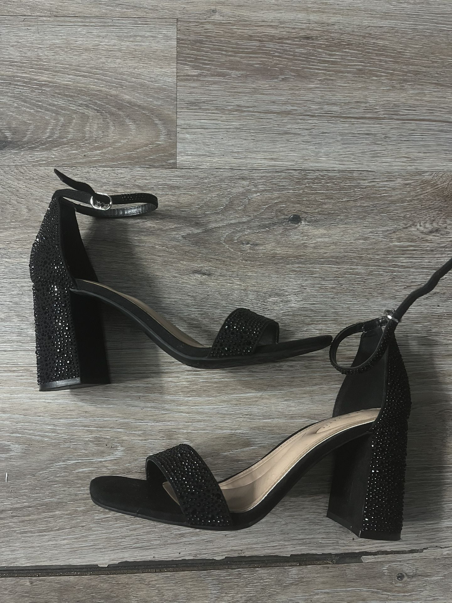 Black rhinestone heels 