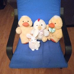 Decorative Easter Stuffed Animals/ 3 Chicks And One Bunny 