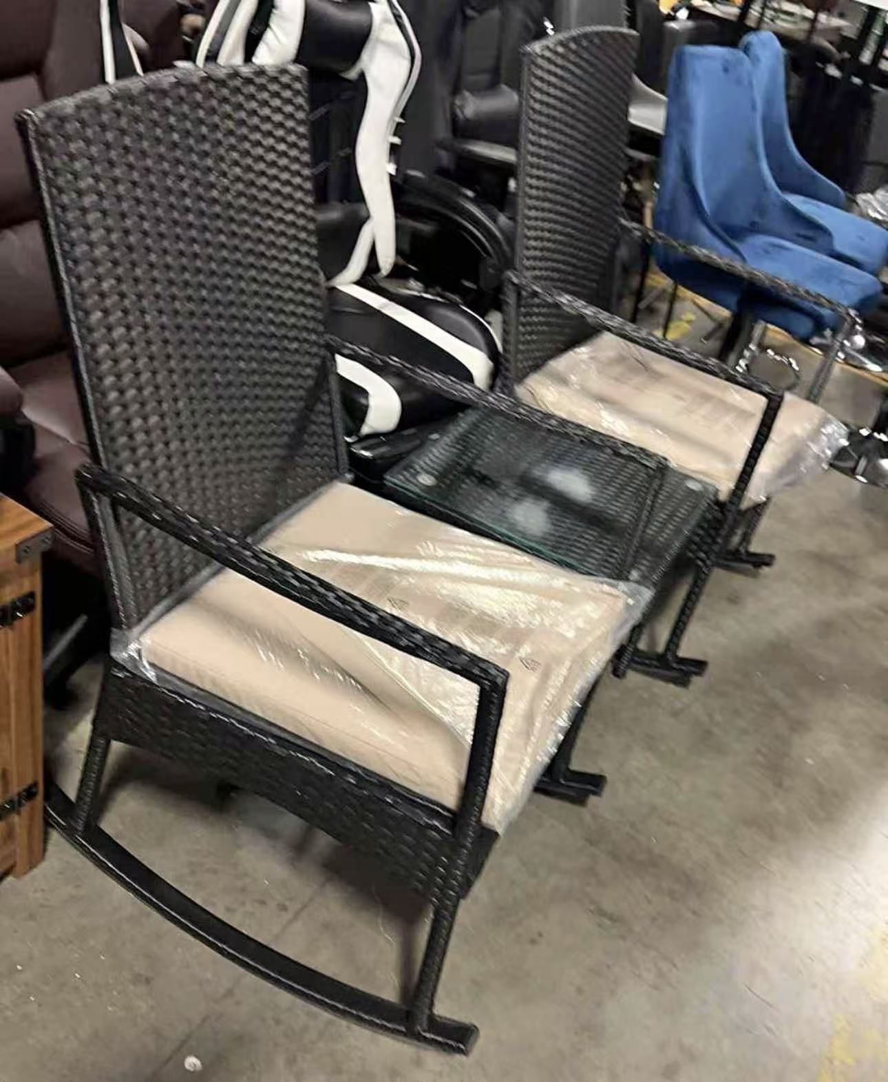 3-Piece Outdoor Patio Furniture Set Wicker Rocking Beige $90