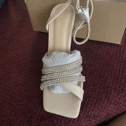 Women's Square Open Toe High Heels Stilettos Ankle Strap Buckle Cirsscross Rhinestone Slingback Summer Sandals