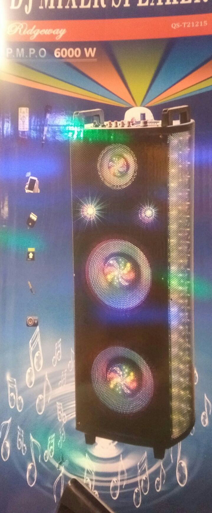 Double 12 inch 6000 watts Bluetooth speaker SD card,slot USB port,FM radio,microphone included for karaoke