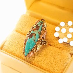 $350! Awesome Size 7 10k Gold Turquoise Ring