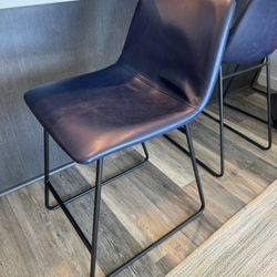 Blue Faux Leather Bar Stools (set of 3)