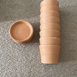 Clay Pot x8 & Saucer x4 For Planting