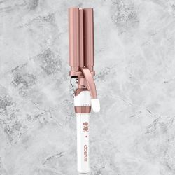 🔷 (Conair) White/Rose Gold Double Ceramic 3-Barrel Curling Iron Hair Waver