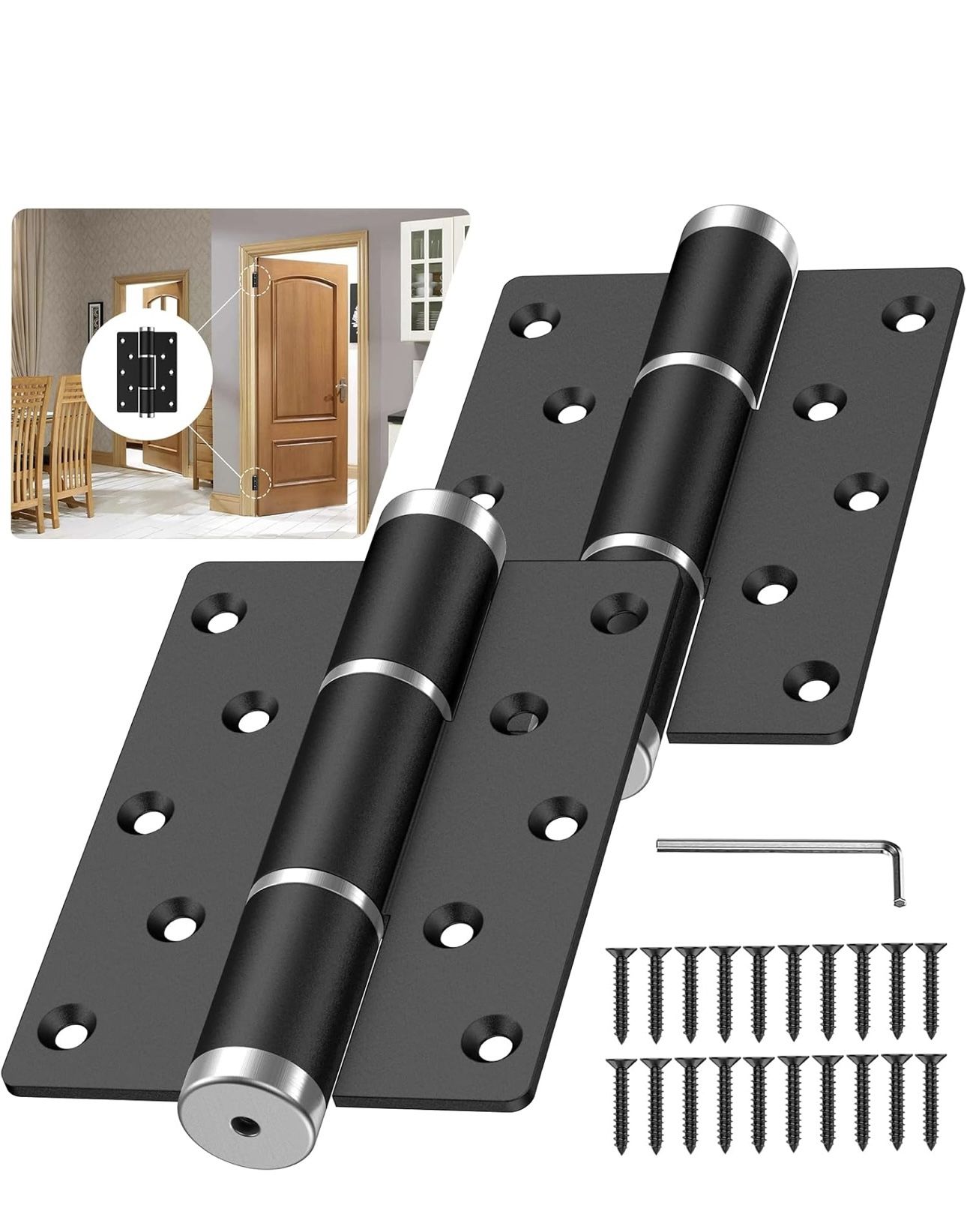 5 "self Closing Door Hinges, Automatic Closing Door Hinge, Spring Hinge, Hydraulic Buffer, 175° one-Way Internal Opening, Space Aluminum Alloy, Adjust