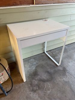 White Desk with Drawer and Cable Hole