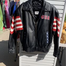 American flag leather jacket