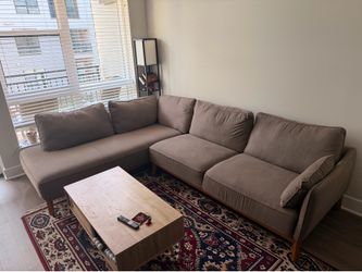Large Brown/Gray Sectional Sofa with Chaise