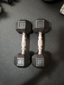 12 lb hexagon dumbbells set