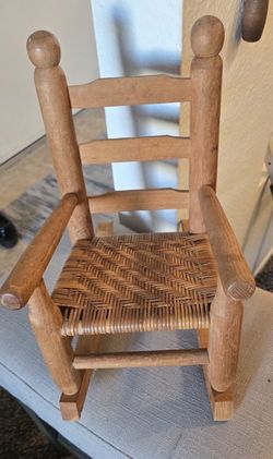 Vintage Light Oak Doll Rocking Chair
