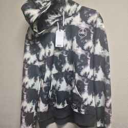Wesc Tie Dye Fleece Pullover Hoodie in a black and white color scheme. 