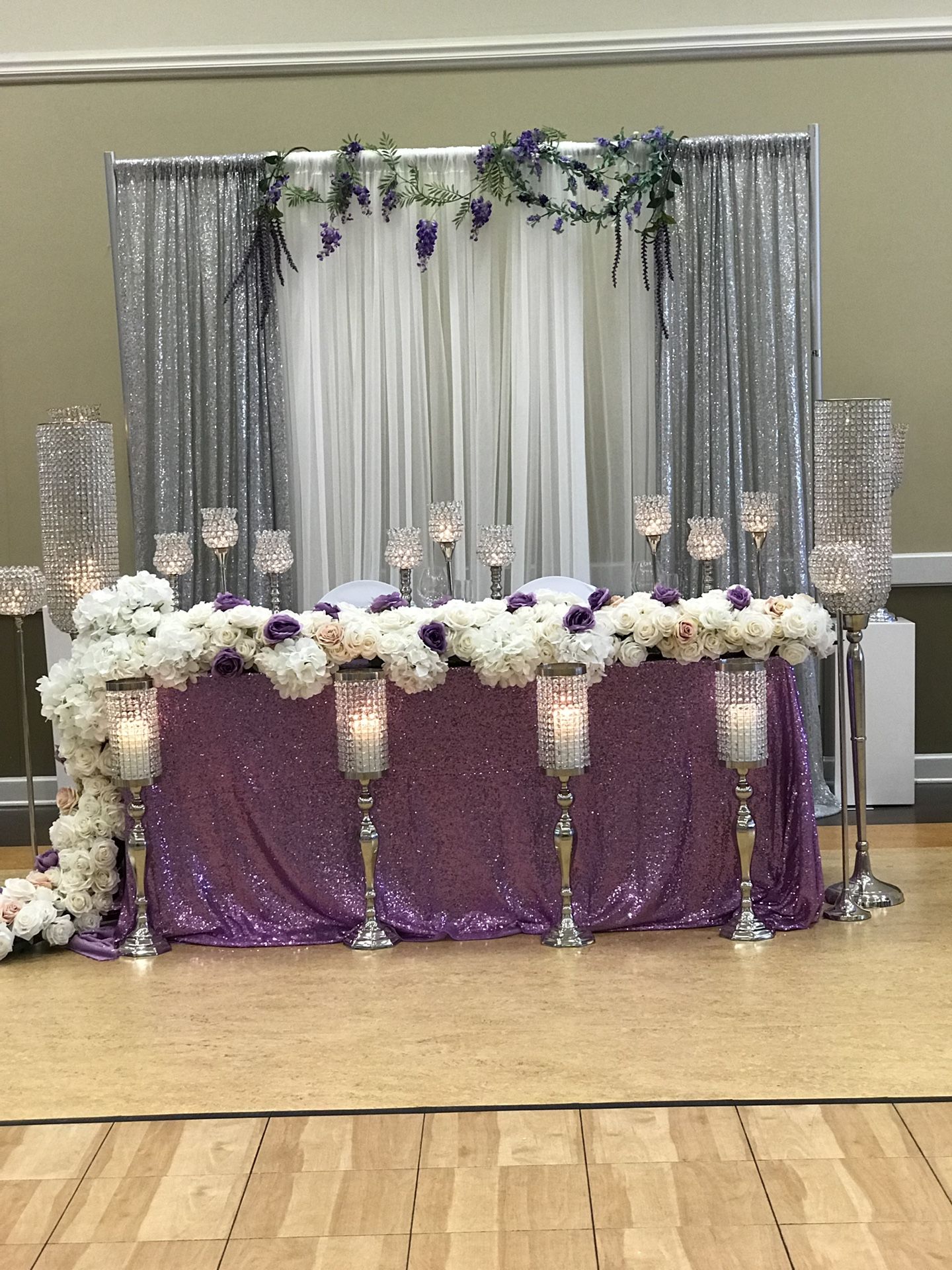 Purple and Bling Wedding Decor