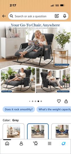 Oversized Corduroy rocking chair.